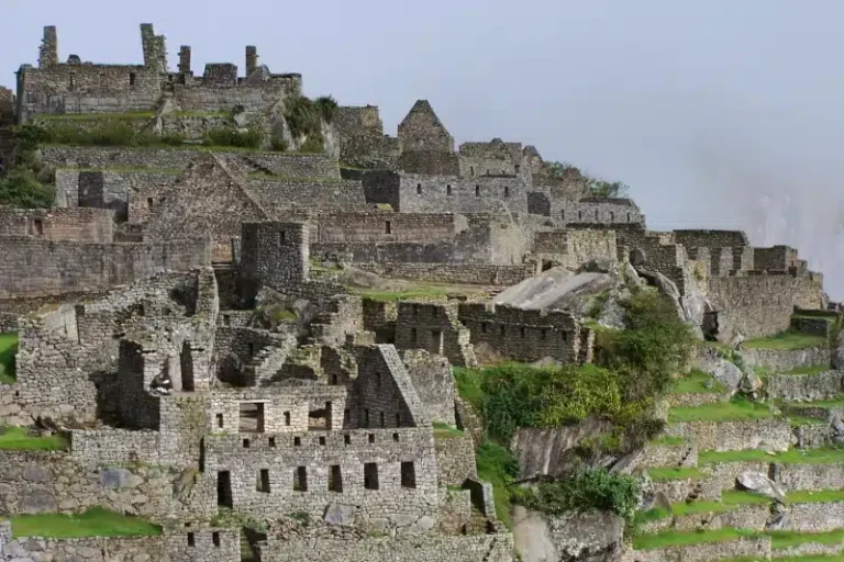 Close-up view of Machu Picchu's intricately built urban sector and terraces, a highlight for classic inca trail hikers - Peru Hikers.