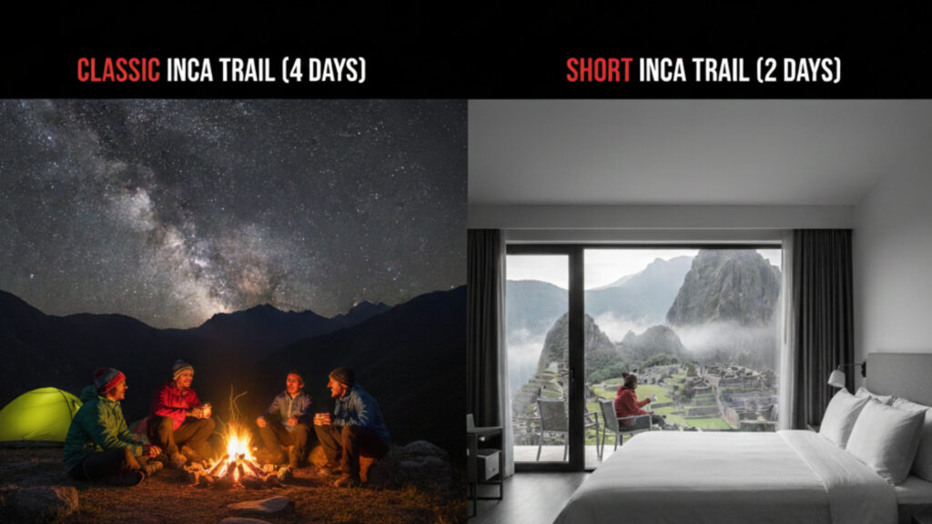 Comparison of camping on the Classic Inca Trail vs. a luxury hotel room near Machu Picchu on the Short Inca Trail - Peru Hikers